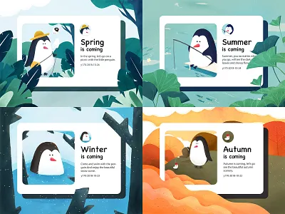 季节插画小结Season illustration design illustration penguin ui 插画 设计