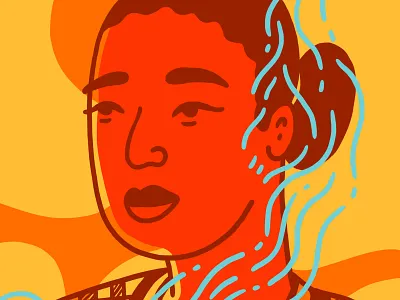 Elotera blue character face fashion illustration mexico orange portrait red shapes woman yellow