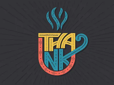 Thank You Lettering Typography with Coffee Mug coffee coffee mug creative creative design graphic design illustration lettering lettering design t shirt thank you tshirt tshirt design typography typography tshirt
