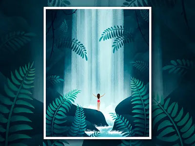 Waterfall Mood flora illustration leaves nature people plants procreate tropic waterfall