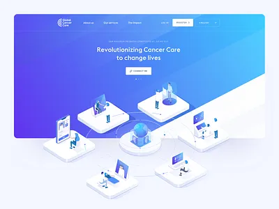 Global Cancer Care - Landing page above the fold blue header hero home homepage illustration landing meeting page patients purple site slider top ui ux web website widelab