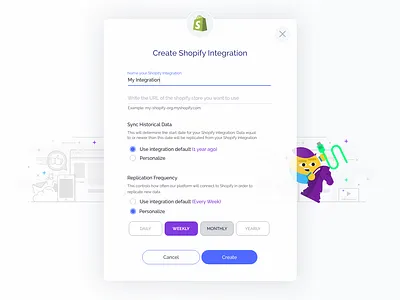 Integrations Process ai big data branding complex form connections data form integrations modal window shopify