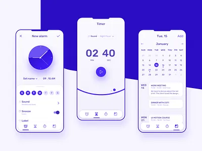 Reminder / Alarm UI alarm app calendar clock design icon material minimal mobile reminder rubik ui ux