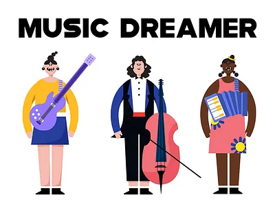 music dreamer banner blue human illustration music start yellow