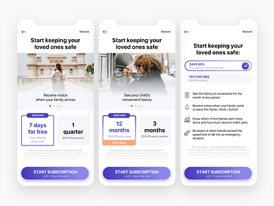 Family Location App | Subscription action app best deal button concept icon location love plan price safety sale save subscription track tracker trial ui ux