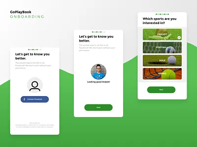 GoPlayBook Onboarding app minimal sketch social sports app uiux