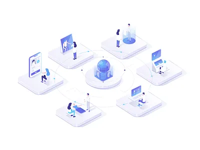 Global Cancer Care - Illustration connect consultation doctor global globe help illustration isometric medicine online patient