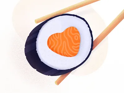 Sushi chopsticks eat food heart icon illustration love procreate sushi