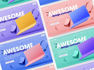 Vectary - Hero image in colors 3d 3d design 3d illustration design hero image home page landing page ui web