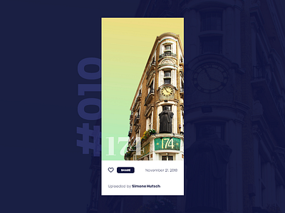 Daily UI #010 / Social Share 010 174 app architechture blue challenge daily daily 100 challenge daily ui daily ui 010 design illustration illustrator iphone x london serif typography ui vector