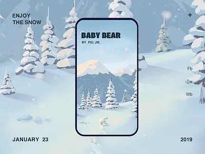 The Baby Bear bear illustration snow wallpaper winter