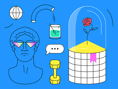 Future chat dribbble drink flat glass gradient icon illustration rose sculpture vector