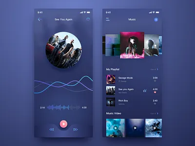 8/100_Music Player blue chart dark design music musicians player ui