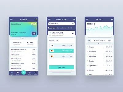 myBank - Mobile Banking App Concept android banking app figma gradient interface mobile app mobile banking money transfer send money ui ui ux