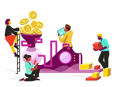 ILLUSTRATION branding character character design color concept creative design drawing flat graphic design illustration interaction design landing page layout machine product production team vector work