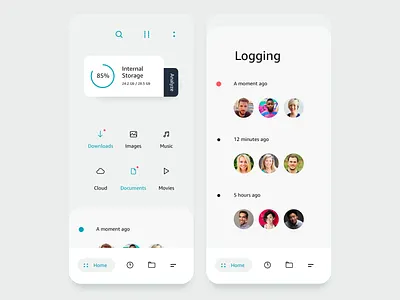 Rebound • File Explorer App UI app avatar cuberto download file icons minimal rebound simple teal ui ux white