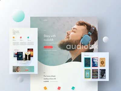 Audiobk V3 Landing Page audio book web design audiobook audiobook landing page audiobook template creative design landing page minimal web design product design template ui user experience design user interface design ux web design