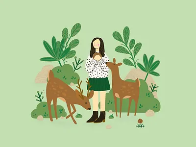 Japan Diary: Deer Park in Nara deer park design digital painting editorial illustration illustrator ipad pro japan kawaii procreate vector
