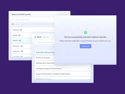 Health Systems claim components healthcare hospital label medical records search box steps success systems