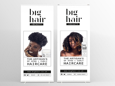 Big Hair - Rolling Banners banner ad banner ads banner design banners brand identity brand identity design branded branding branding design graphic design graphics hair brand layout marketing collateral minimal minimalism minimalist print rolling banner typogaphy