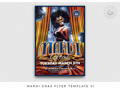 Mardi Gras Flyer Template V1 bal carnaval carnival club costume disguise event fat tuesday flyer mardi gras mascarade mask masquerade party photoshop poster psd template venezia venise