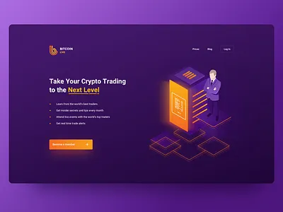 Landing page bitcoin crypto cryptocurrency dark design landing landing page news orange page purple ui ux yellow