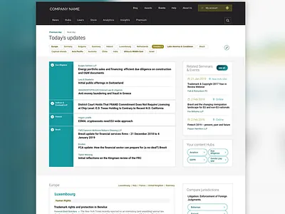 Customised news page admin article custom news dashboard data design filter header interface design landing page my account navigation news premium tags ui design ux design web design