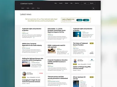 News landing page article article list design header interface design landing page masonry navigation news news page register tiles ui design ux design web design webinar