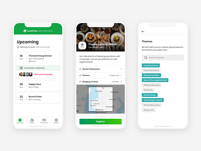 LunchTree Events dining events group iphone mobile mobile app social ui ux