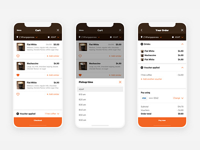 Z Espress coffee order flow app coffee ecommerce iphone mobile mobile app new zealand order ui ux