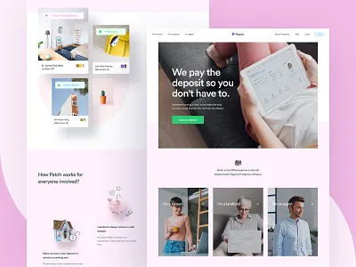 Patch - Home app dashboard design experience home homepage interface lander landing mobile page property real estate renting typography ui user ux web website