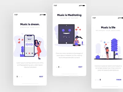 Music Onboarding Screen app creative design gradients graphic design icons set illustration art interface modern music app onboarding screen uiux