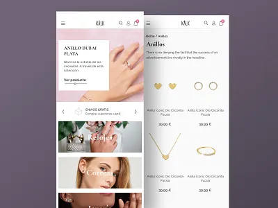 Kalk By Devopensource - Mobile devopensource e commerce ecommerce fashion jewelery magento mobile modern necklace rings shop sketch ui ux