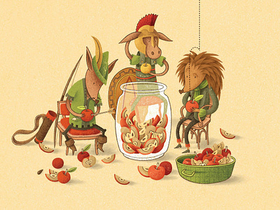 Apples animals apple art character art characterdesign color colorpalette contemporary contemporaryillustration digital digitalart drawing illustration kids magazine newton paris picture robinhood texture