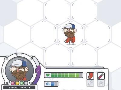 Battle Lab - Specimen Control Panel blockchain character control control panel dashboard game hexagon hud illustration interface panel skills specimen ui vector vitals