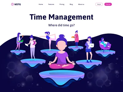 Time management web app active beautiful design e commerce graphic design illustration lifestyle man management people profile social time time management ui vector web web site website woman