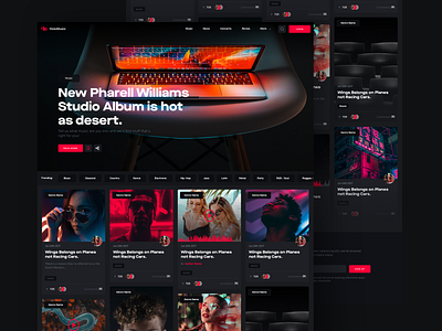 Holo Music News Portal app article article page design desktop feed music news news app player ui web