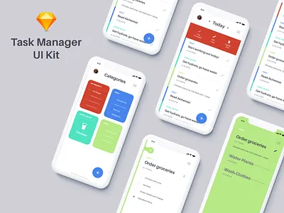 Todo App UI Kit app cards clean flat free app free ui kit freebie ios task manager todo todo app todo list todolist ui ui kit
