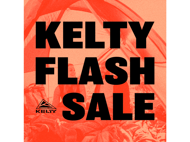 Kelty Flash Sale animation blue design flash gear gif illustration logo orange pixel purple sale