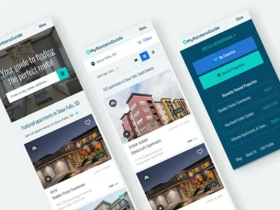 My Renters Guide - Mobile blue filter green interface iphone x mobile design real estate responsive ui ux website