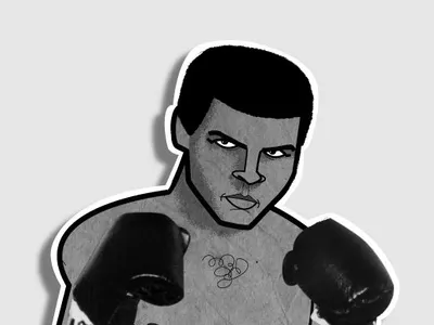 The Greatest adobe creative cloud adobe illustrator cc ali boxe diego riselli graphic design mid century modern muhammad ali paper texture vector wacom cintiq