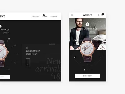 Orient Watch USA ecommerce minimal mobile mobile design product shop ui watch watches web