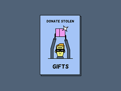 Donate stolen gifts cards character characters design pop retro vector