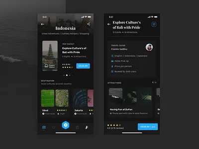 Travel App app clean dark design ios minimal ui