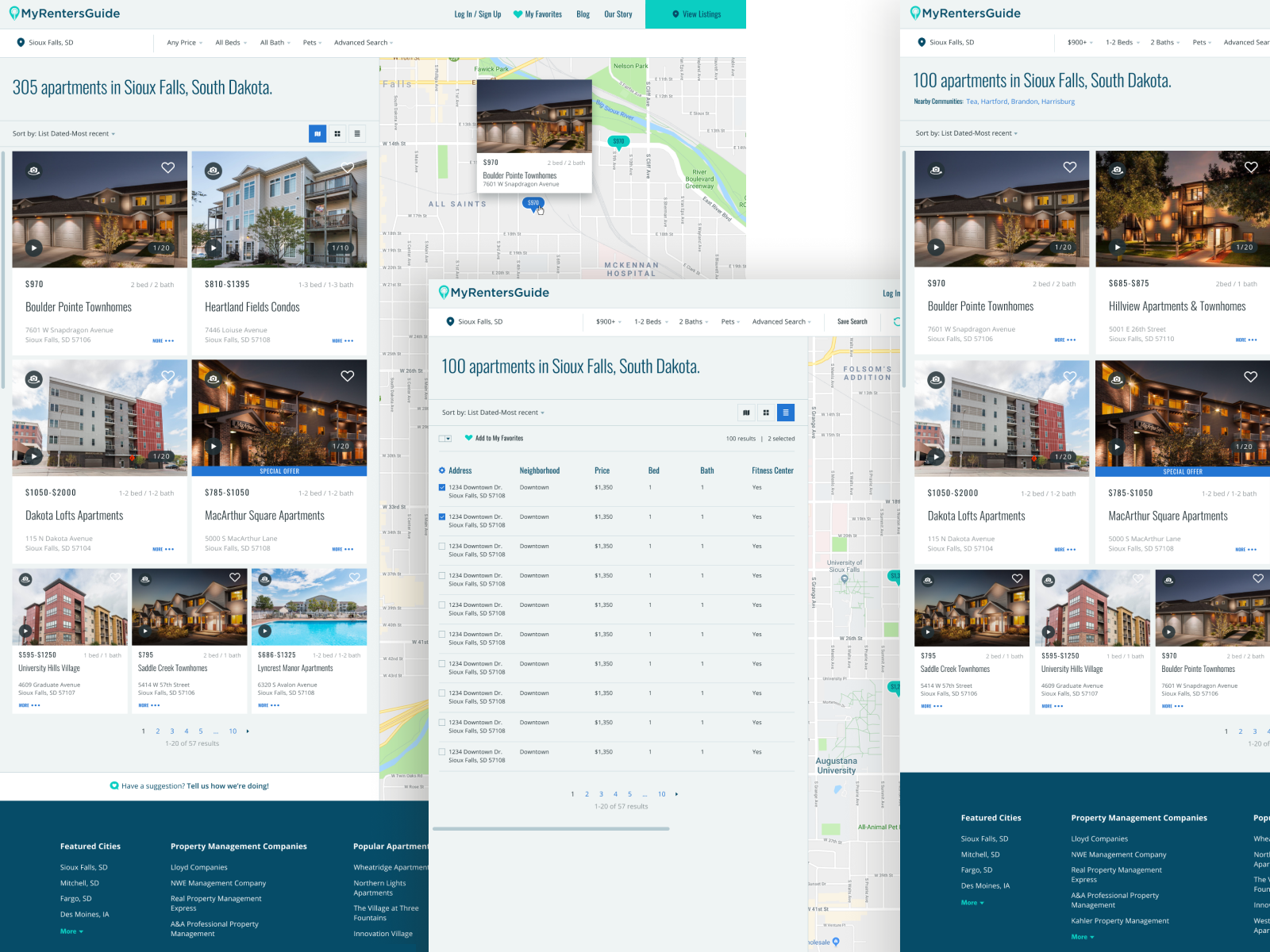 Example of My Renters Guide - Search Results Toggle