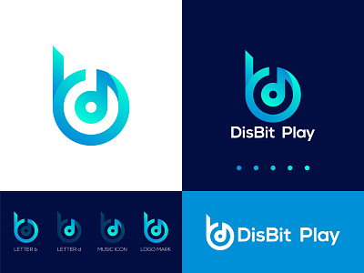 DisBit Play Logo Design abstract branding design gradient graphic graphic design icon identity illsutration logo minimal music play player podcast sound symbol vector