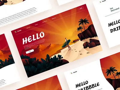 Illustration‘s Landingpage design illustration landingpage landscape sea sketch surfing ui web