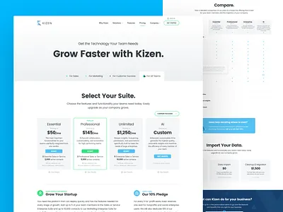 Kizen Pricing 3.0 design design agency kizen packages pricing pricing page pricing table rates unfold website