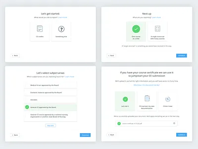 CE Broker reporting components card ce broker clean complex enterprise ux report sign up simple stepper steps user flow user flows ux ux design ux ui design web app website