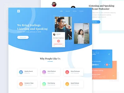 Landing Page Exploration Podcaster app clean design first landing page landing page concept landingpagedesign minimal podcast podcaster simple design ui uidesign uiux ux uxdesign web web desgin webdesign xd